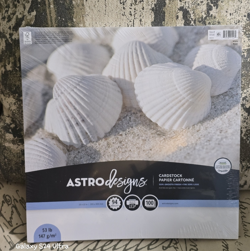 Astrodesigns Cardstock, White, 12" x 12", 53 lb./ 147 Gsm, 100 Sheets New